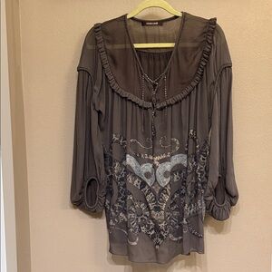 Roberto Cavalli Elegant Brown Silk Blouse